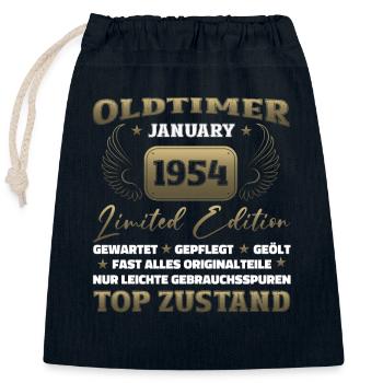 70. Geburtstag Oldtimer Januar Jahrgang 1954 - Verschließbarer Geschenkbeutel aus Baumwolle (25x30cm) - Navy - Vorne