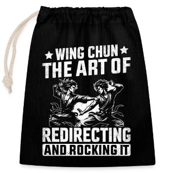 Wing Chun : l’art de le rediriger et de le bercer - Sac cadeau en coton avec cordon (25 x 30 cm) - noir - Devant