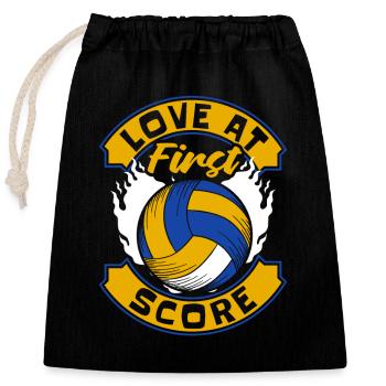 L’amour au premier score Joueur de volley-ball Volley-ball - Sac cadeau en coton avec cordon (25 x 30 cm) - noir - Devant