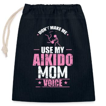 Ne me forcez pas à utiliser mon entraînement vocal de maman d’Aïkido - Sac cadeau en coton avec cordon (25 x 30 cm) - bleu marine - Devant