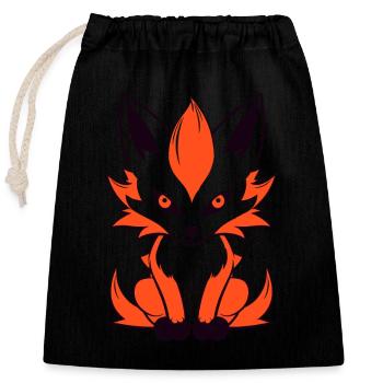 Kitsune Japanischer Little Fox Humor - Verschließbarer Geschenkbeutel aus Baumwolle (25x30cm) - Schwarz - Vorne