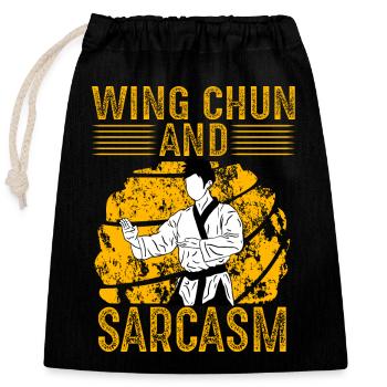 Wing Chun and Sarcasm - Closable cotton gift bag (25x30cm) - black - Front