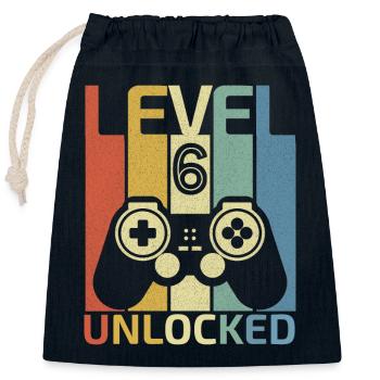 Level 6 Entsperrtes Hemd Video Gamer 6. Geburtstag - Verschließbarer Geschenkbeutel aus Baumwolle (25x30cm) - Navy - Vorne