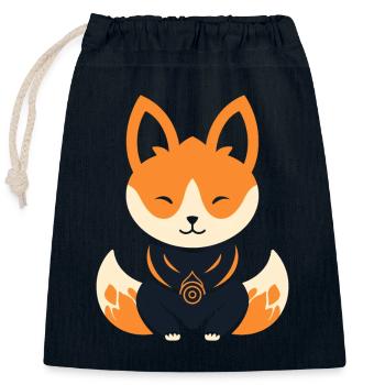 Kitsune Japanischer Little Fox Humor - Verschließbarer Geschenkbeutel aus Baumwolle (25x30cm) - Navy - Vorne
