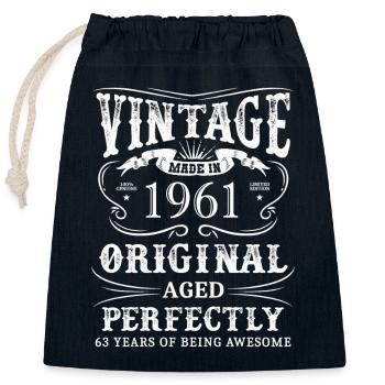 Vintage Made In 1961 63 Years Of Being Awesome - Verschließbarer Geschenkbeutel aus Baumwolle (25x30cm) - Navy - Vorne