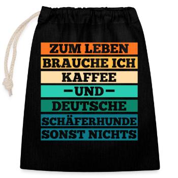 Kaffee Hund Deutscher Schäferhund - Verschließbarer Geschenkbeutel aus Baumwolle (25x30cm) - Schwarz - Vorne