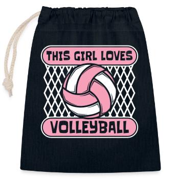 Cette fille aime le volley-ball Volley-ball Freak - Sac cadeau en coton avec cordon (25 x 30 cm) - bleu marine - Devant