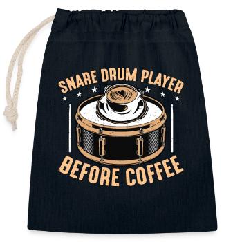 Joueur de caisse claire avant l’amateur de café Drumline - Sac cadeau en coton avec cordon (25 x 30 cm) - bleu marine - Devant