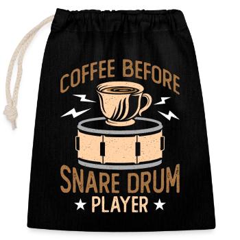 Caisse claire Joueur Tambour Café Batteur Amateur de café - Sac cadeau en coton avec cordon (25 x 30 cm) - noir - Devant