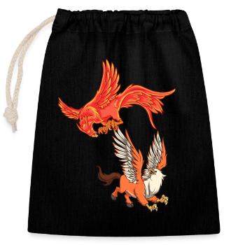 Animaux de la mythologie - Phénix vs Hippogriffe - Sac cadeau en coton avec cordon (25 x 30 cm) - noir - Devant