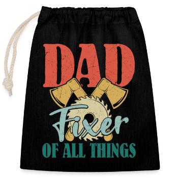 Réparateur polyvalent Papa - Menuiserie Wizard - Sac cadeau en coton avec cordon (25 x 30 cm) - noir - Devant