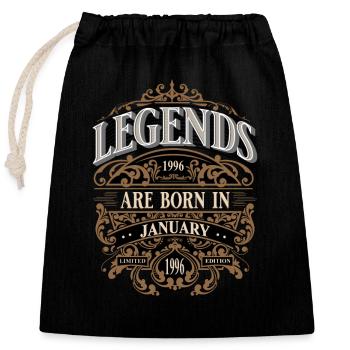 1996 January Born Birthday Birth Year Legend - Closable cotton gift bag (25x30cm) - black - Front