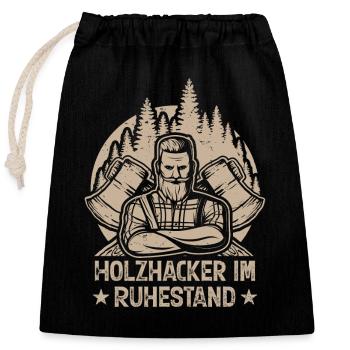 HOLZHACKER IM RUHESTAND - Verschließbarer Geschenkbeutel aus Baumwolle (25x30cm) - Schwarz - Vorne