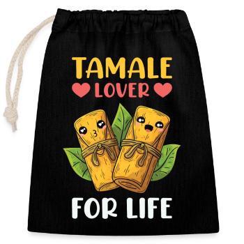 Tamales Lover for Life Kawaii Tamale Mexique Nourriture - Sac cadeau en coton avec cordon (25 x 30 cm) - noir - Devant