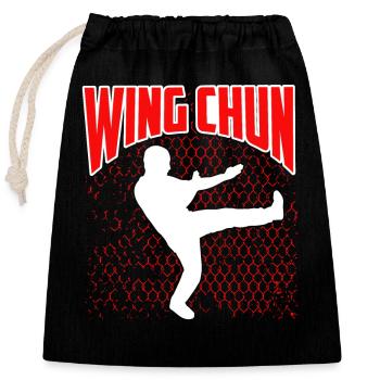 Wing Chun - Closable cotton gift bag (25x30cm) - black - Front