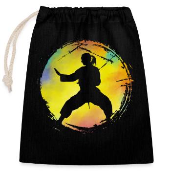 Wing Chun - Closable cotton gift bag (25x30cm) - black - Front