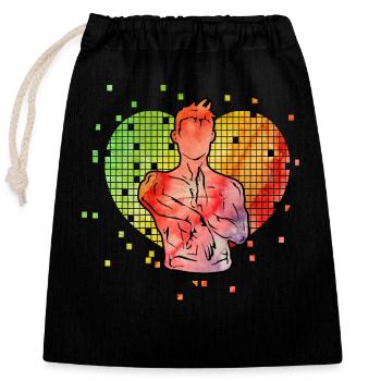 Wing Chun - Closable cotton gift bag (25x30cm) - black - Front