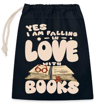 Ich liebe Bücher - Buch - Verschließbarer Geschenkbeutel aus Baumwolle (25x30cm) - Navy - Vorne