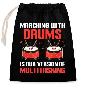 Corps de tambours Fanfare Drum Corp Musique Percussio - Sac cadeau en coton avec cordon (25 x 30 cm) - noir - Devant