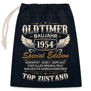 Oldtimer Baujahr 1954 Jahrgang Geburtstag Geschenk - Verschließbarer Geschenkbeutel aus Baumwolle (25x30cm) - Navy - Vorne