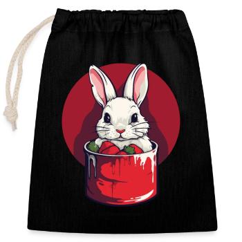Lapin dans une boîte de conserve - Sac cadeau en coton avec cordon (25 x 30 cm) - noir - Devant