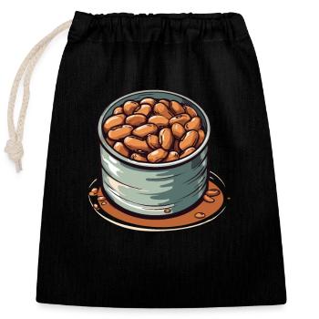 Eine Dose Bohnen - Verschließbarer Geschenkbeutel aus Baumwolle (25x30cm) - Schwarz - Vorne