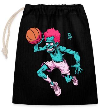 Dessin animé d’un joueur de basket-ball zombie drôle - Sac cadeau en coton avec cordon (25 x 30 cm) - noir - Devant