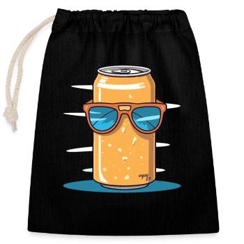 Eine coole Dose Soda mit Sonnenbrille - Verschließbarer Geschenkbeutel aus Baumwolle (25x30cm) - Schwarz - Vorne