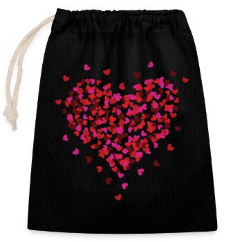 Saint-Valentin petits coeurs bombe aérosol - Sac cadeau en coton avec cordon (25 x 30 cm) - noir - Devant