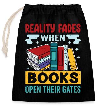 Dicton de rat de bibliothèque - lecteur de livre passionné - Sac cadeau en coton avec cordon (25 x 30 cm) - noir - Devant