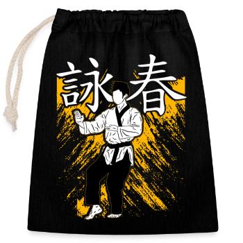 Wing Chun - Closable cotton gift bag (25x30cm) - black - Front