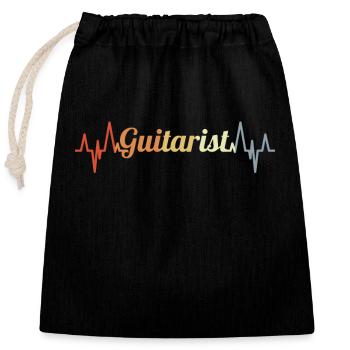 Vintage Gitarrist Pulsschlag - Verschließbarer Geschenkbeutel aus Baumwolle (25x30cm) - Schwarz - Vorne