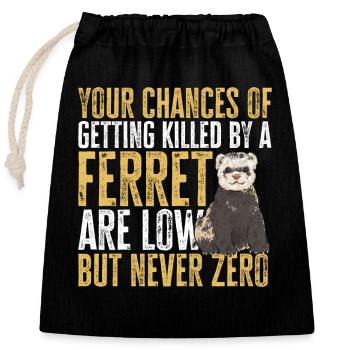Ferret Owner Ferret - Closable cotton gift bag (25x30cm) - black - Front