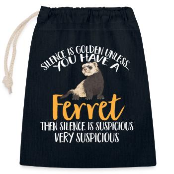 Furet, propriétaire de furet - Sac cadeau en coton avec cordon (25 x 30 cm) - bleu marine - Devant