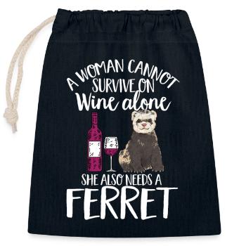 Furet, propriétaire de furet - Sac cadeau en coton avec cordon (25 x 30 cm) - bleu marine - Devant