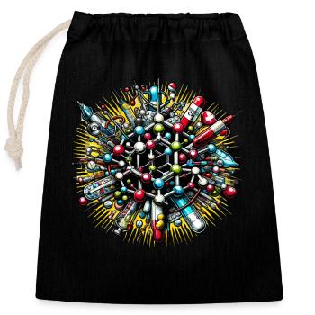 Chimie organique, Étudiants en chimie, Chimie - Sac cadeau en coton avec cordon (25 x 30 cm) - noir - Devant