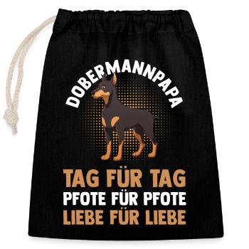 Hundepapa Dobermannpapa Herrchen Hund Dobermann - Verschließbarer Geschenkbeutel aus Baumwolle (25x30cm) - Schwarz - Vorne