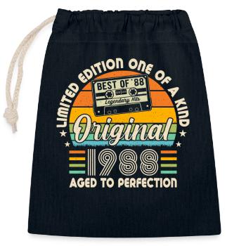 Born Legendary 1988 - Closable cotton gift bag (25x30cm) - navy - Front