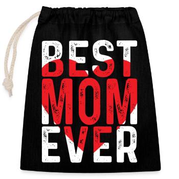 Maman cadeau fête des mères anniversaire maman - Sac cadeau en coton avec cordon (25 x 30 cm) - noir - Devant