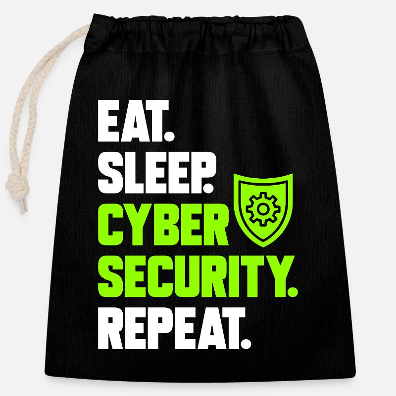 Cybersecurity Hackers IT Security - Closable cotton gift bag (25x30cm) - black