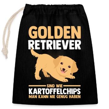 Hund Golden Retriever - Verschließbarer Geschenkbeutel aus Baumwolle (25x30cm) - Schwarz - Vorne