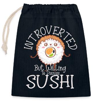 Introverted But Willing To Discuss SushiIntroverte - Closable cotton gift bag (25x30cm) - navy - Front