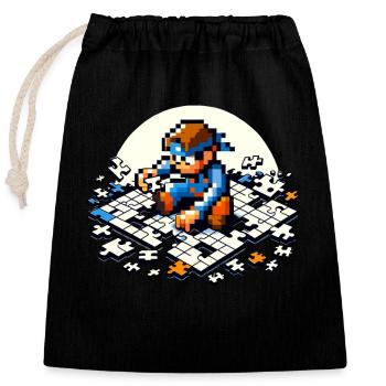 Puzzle Lover Jigzaw Puzzle Board Game Puzzler - Closable cotton gift bag (25x30cm) - black - Front