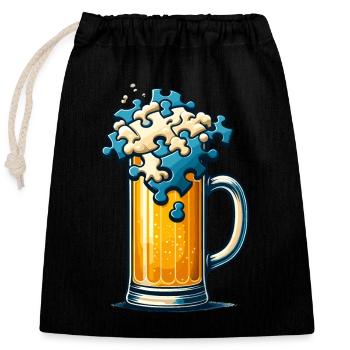 Puzzle Lover Jigzaw Puzzle Board Game Puzzler - Closable cotton gift bag (25x30cm) - black - Front