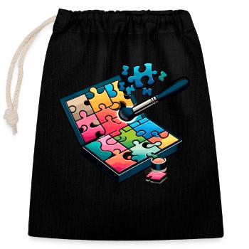 Puzzle Lover Jigzaw Puzzle Board Game Puzzler - Closable cotton gift bag (25x30cm) - black - Front