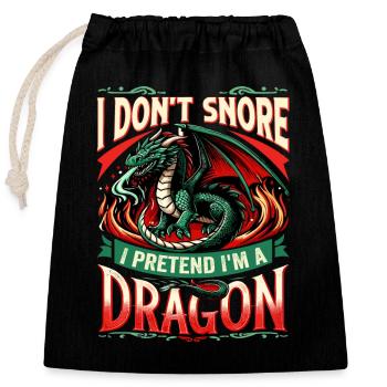 Dragon Whisperer - Je ne ronfle pas - Sac cadeau en coton avec cordon (25 x 30 cm) - noir - Devant