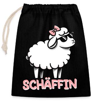 Chef Chefin Schaf Geschenk Schäfin Spruch - Verschließbarer Geschenkbeutel aus Baumwolle (25x30cm) - Schwarz - Vorne