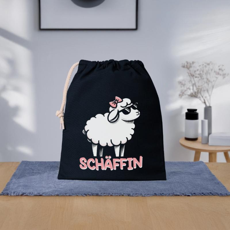 Chef Chefin Schaf Geschenk Schäfin Spruch Verschließbarer Geschenkbeutel aus Baumwolle (25x30cm)
