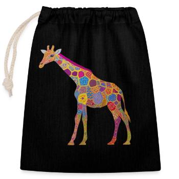 Colorful Giraffe Animal Pattern Kids Gift - Closable cotton gift bag (25x30cm) - black - Front