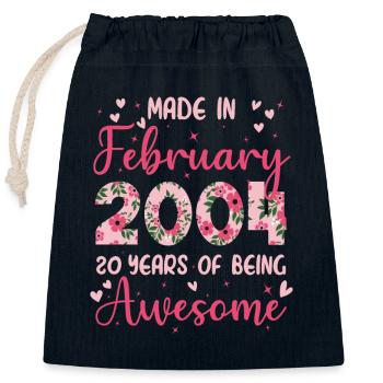 Février 2004 Cadeau Anniversaire 20 Ans Pour Femme - Sac cadeau en coton avec cordon (25 x 30 cm) - bleu marine - Devant